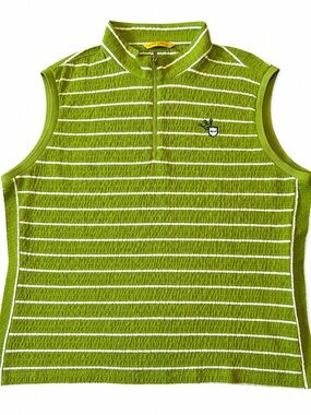 Louis Castel Lime Green Striped Half-Zip Polo Size 110 (XL) -MENS